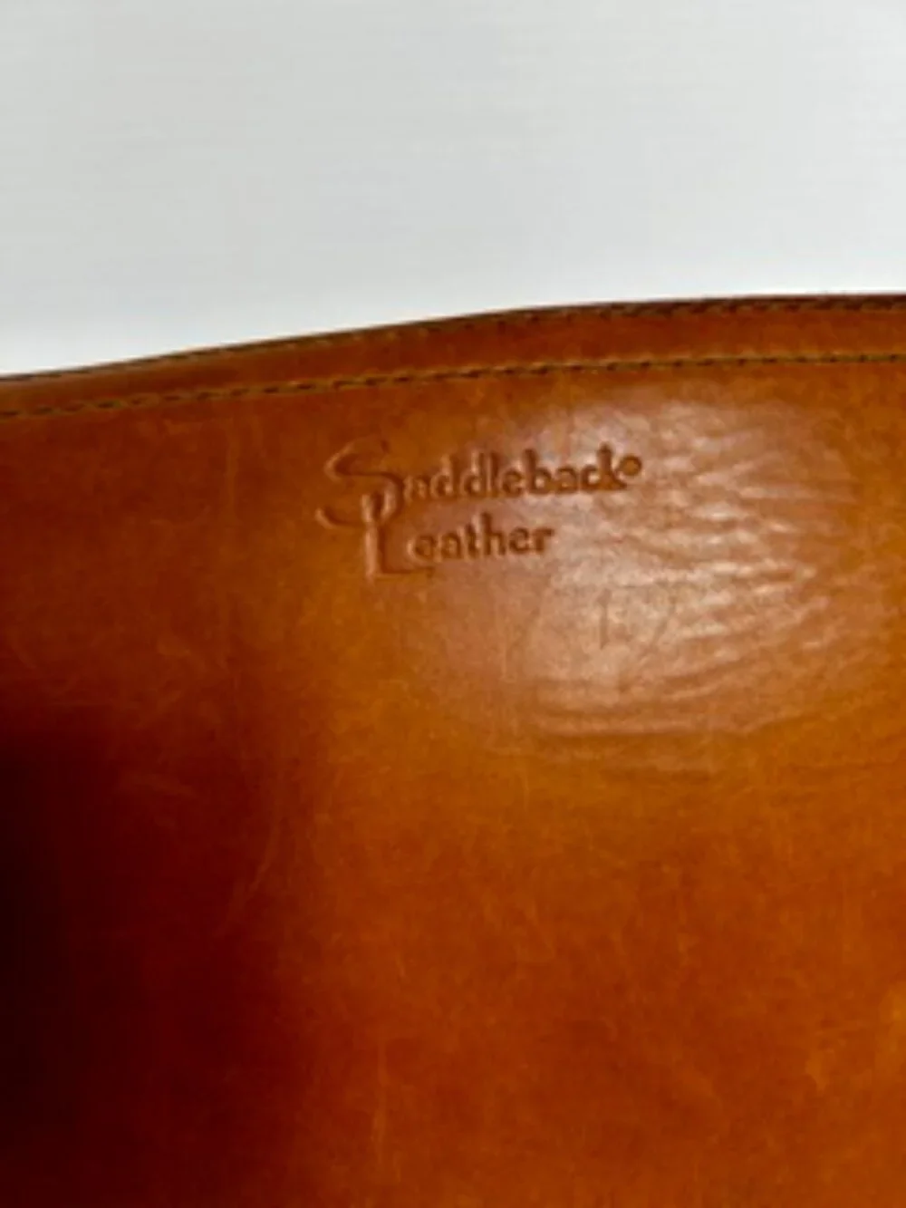 Tobacco color Saddleback Full Grain Leather Briefcase